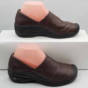 Keen oil & slip resistant non-marking brown leather clog size 7.5